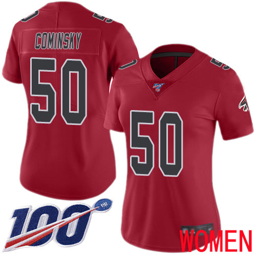 Atlanta Falcons Limited Red Women John Cominsky Jersey NFL Football #50 100th Season Rush Vapor Untouchable